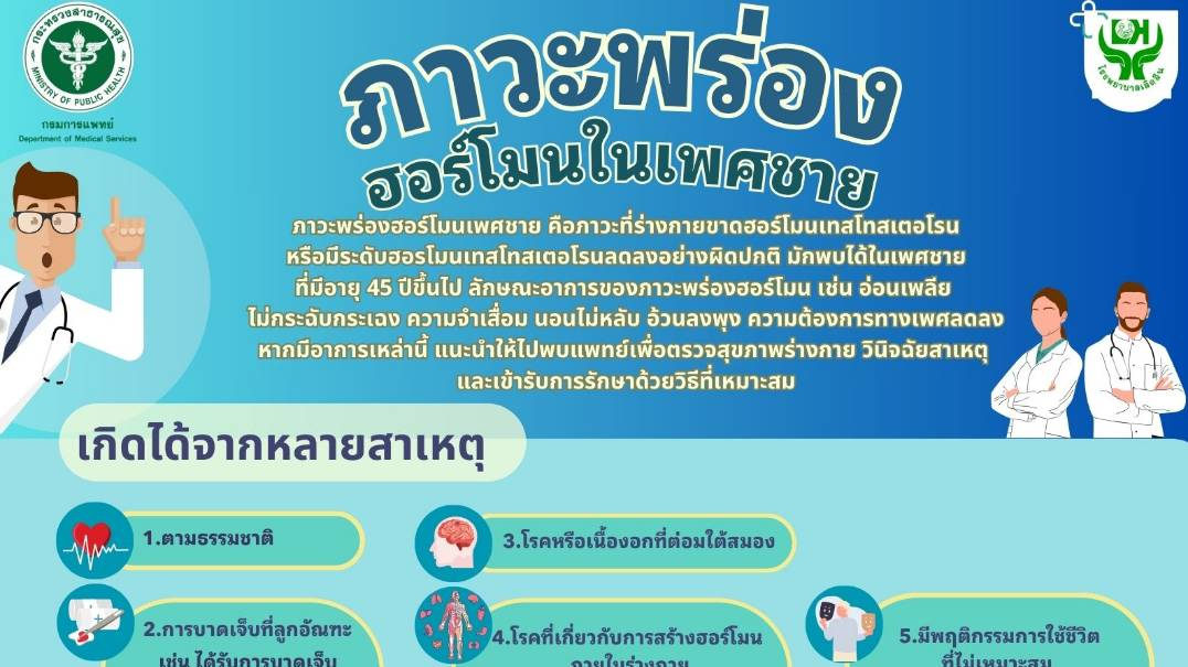 โรงพยาบาลเลิดสินให้ความรู้เกี่ยวกับ“ภาวะพร่องฮอร์โมนในเพศชาย”