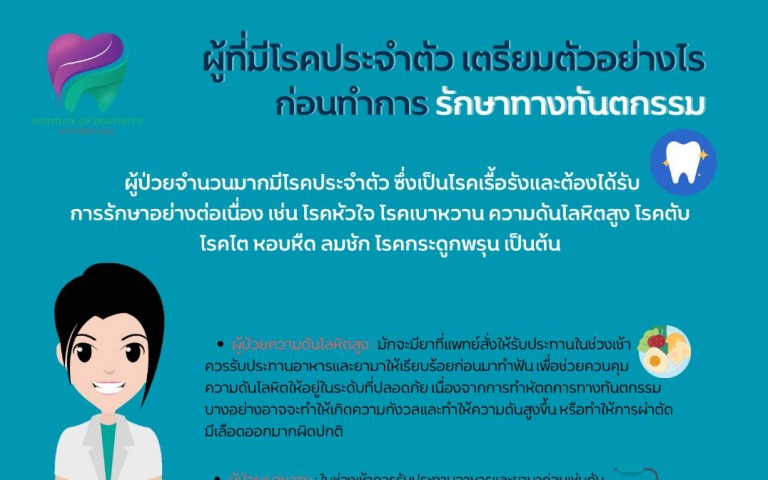 กรมการแพทย์แนะผู้ที่มีโรคประจำตัว เตรียมตัวอย่างไรก่อนทำฟัน