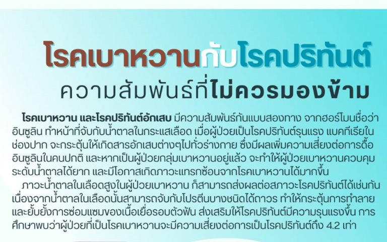 ทันตแพทย์ชี้โรคเบาหวานกับโรคปริทันต์ ความสัมพันธ์ที่ไม่ควรมองข้าม