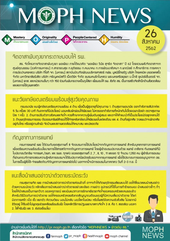 MOPH NEWS 26 สิงหาคม 2562