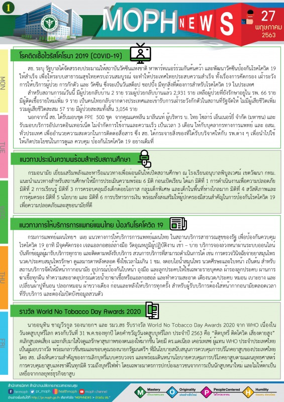 MOPH NEWS 27 พฤษภาคม 2563