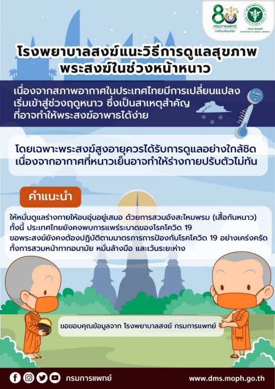 วิธีการดูแลสุขภาพพระสงฆ์ในช่วงหน้าหนาว