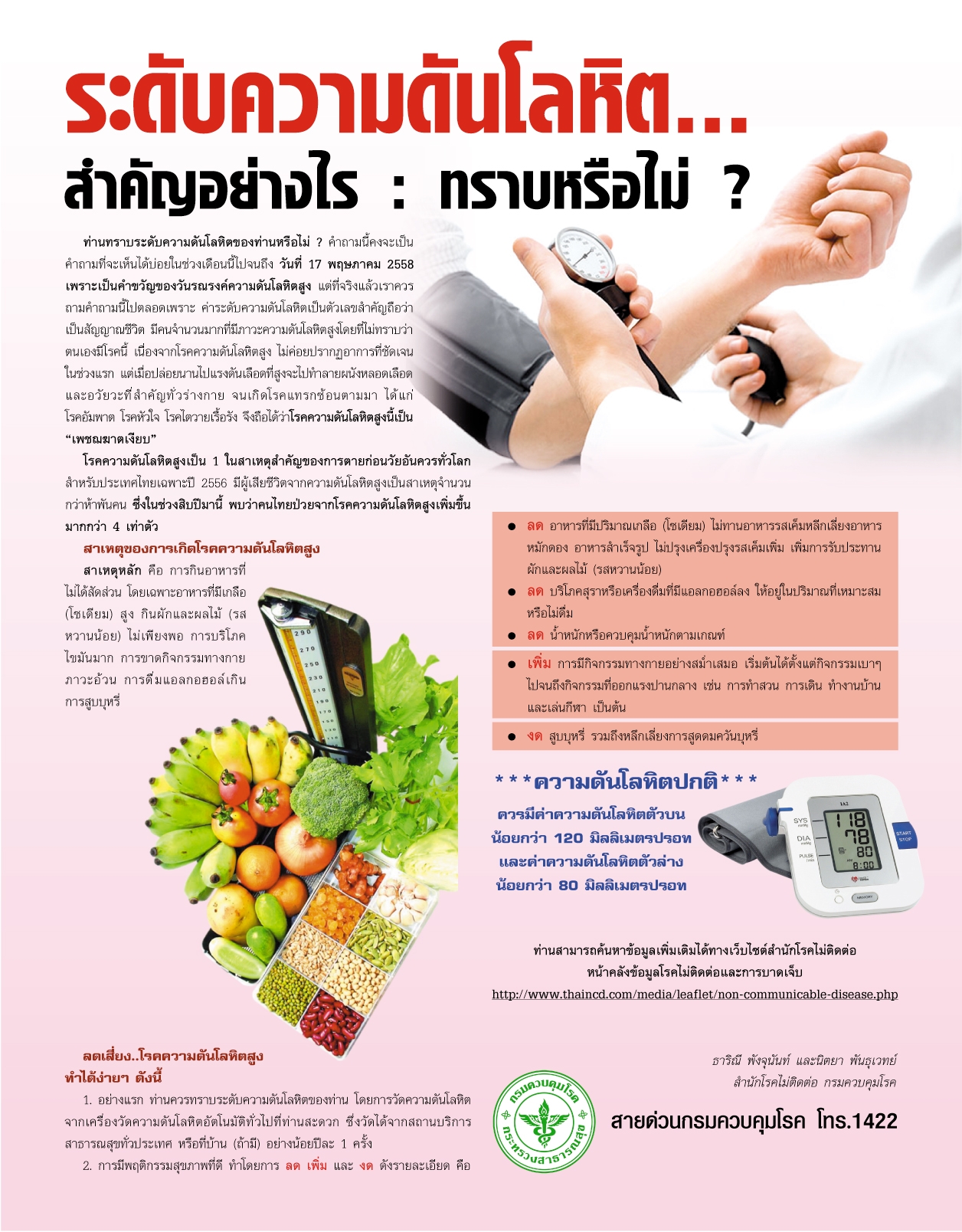 ท่านทราบระดับความดันของท่านหรือไม่?