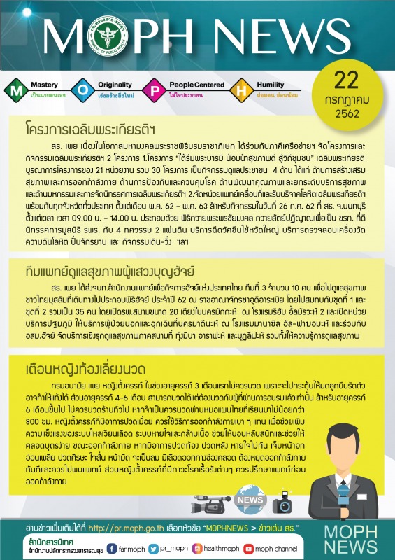 MOPH NEWS 22 กรกฎาคม 2562