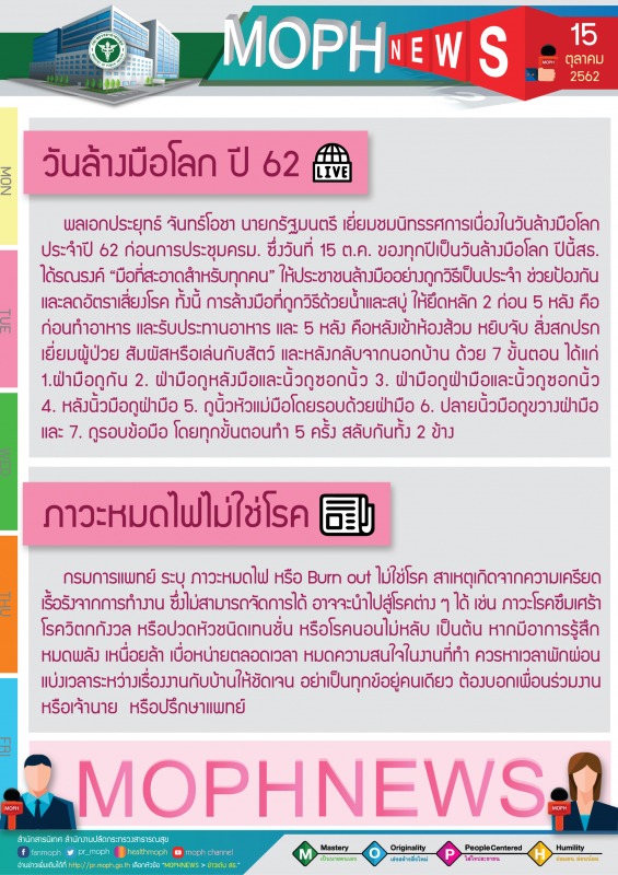 MOPH NEWS 15 ตุลาคม 2562