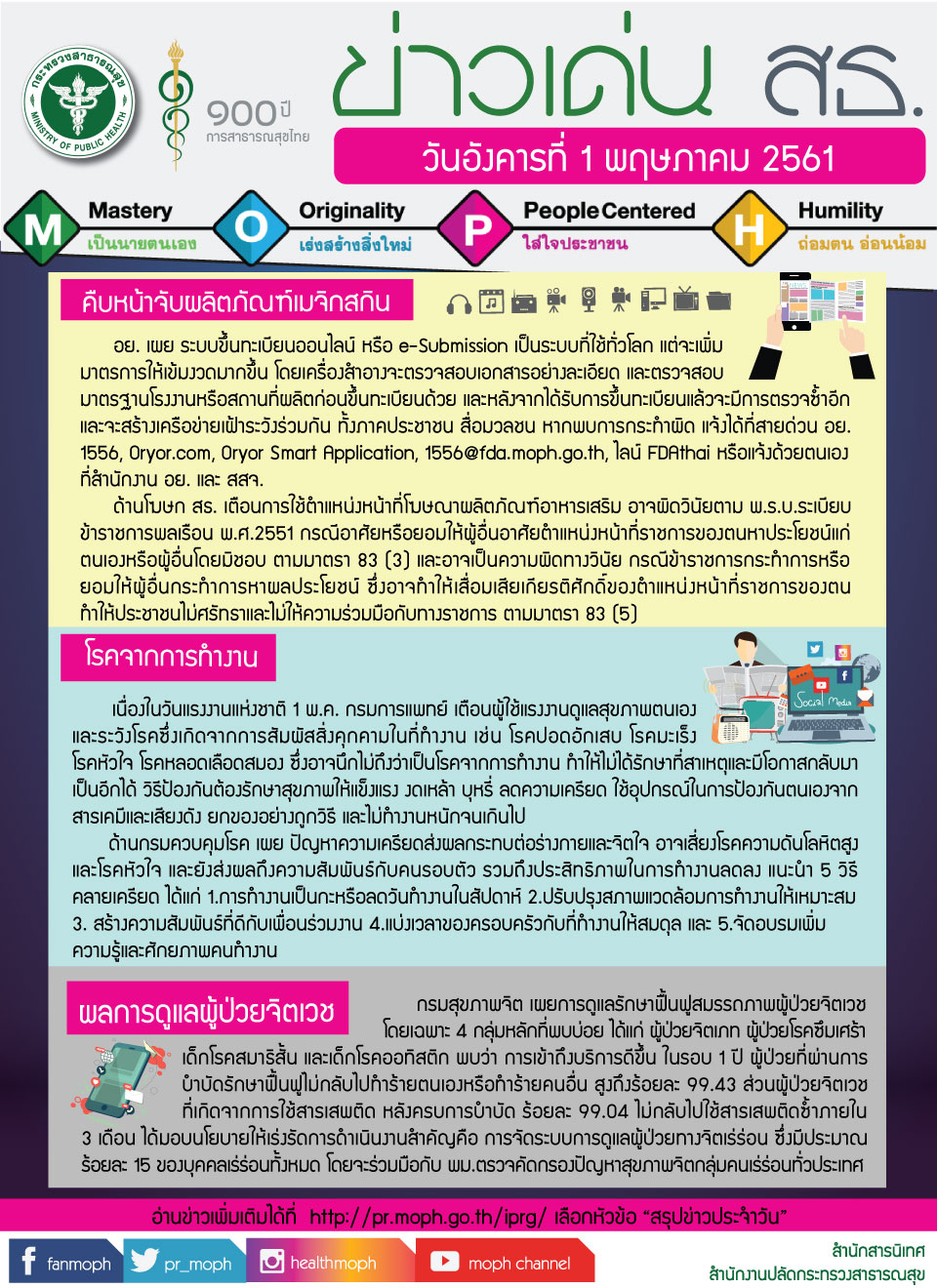 ข่าวเด่น 1 พฤษภาคม 2561 