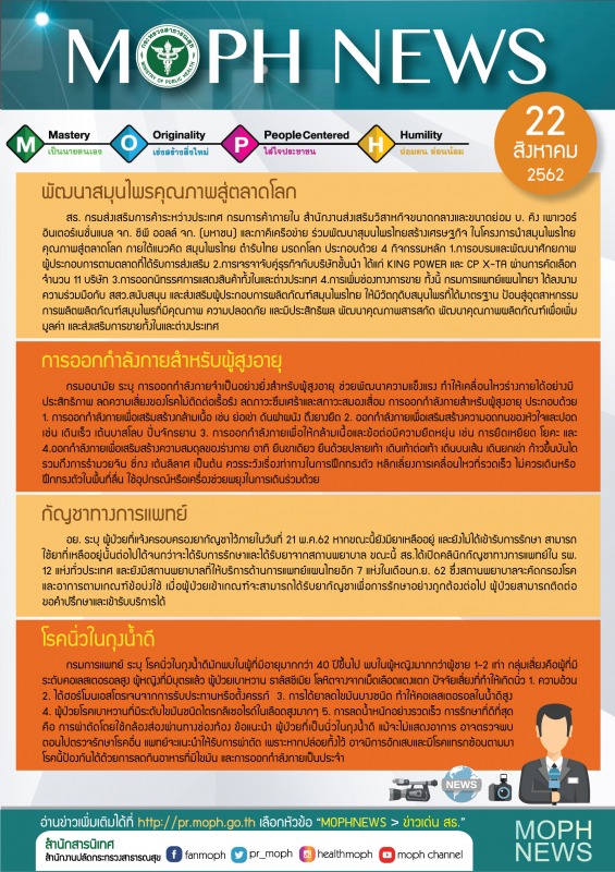 MOPH NEWS 22 สิงหาคม 2562