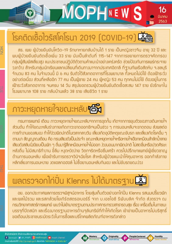 MOPH NEWS 16 มีนาคม 2563