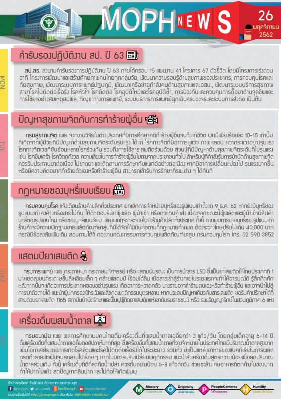 MOPH NEWS 26 พฤศจิกายน 2562