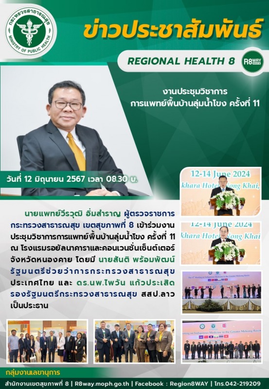 ผู้ตรวจราชการกระทรวงสาธารณสุข เขตสุขภาพที่ 8 เข้าร่วมงานประชุมวิชาการการแพทย์พื้...