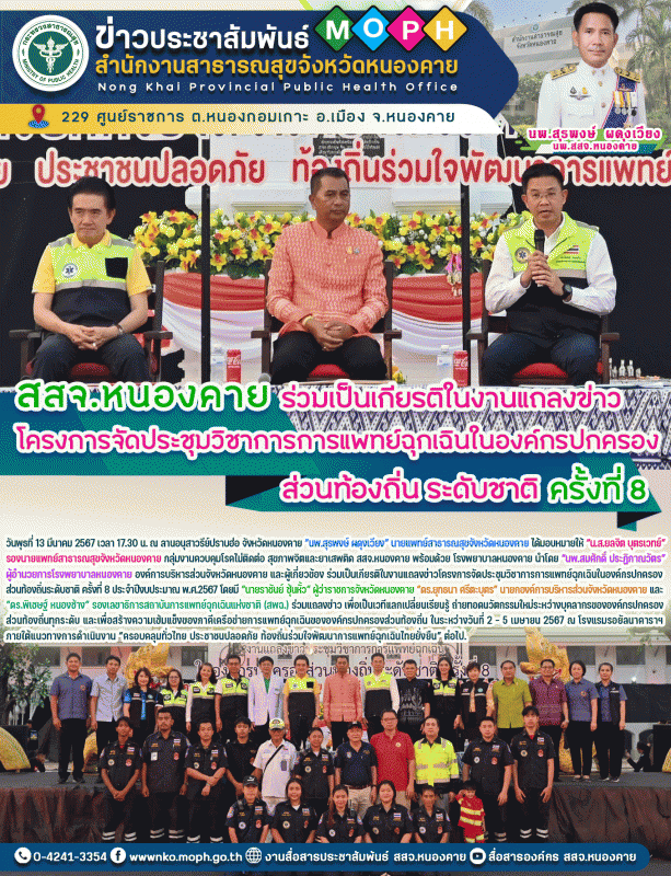 สสจ.หนองคาย ร่วมเป็นเกียรติในงานแถลงข่าวโครงการจัดประชุมวิชาการการแพทย์ฉุกเฉินใน...