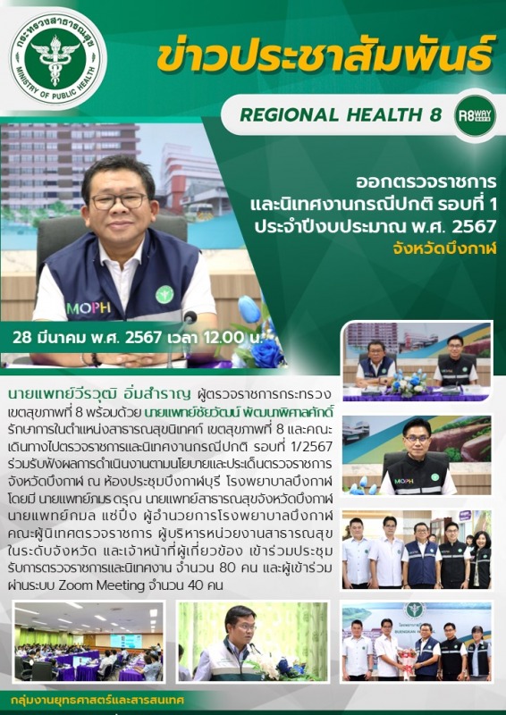 ออกตรวจราชการ และนิเทศงานกรณีปกติ รอบที่ 1 ประจำปีงบประมาณ พ.ศ. 2567 จังหวัดบึงกาฬ