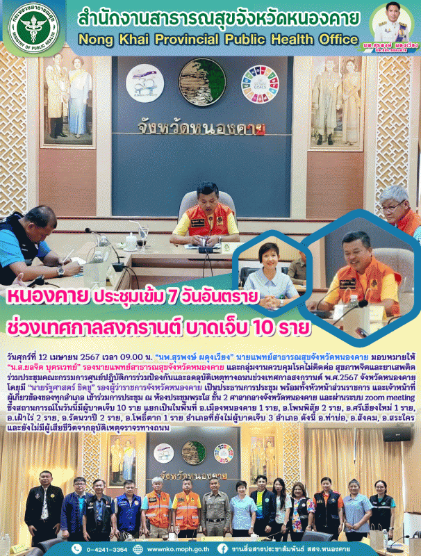 หนองคาย ประชุมเข้ม 7 วันอันตราย ช่วงเทศกาลสงกรานต์ บาดเจ็บ 10 ราย