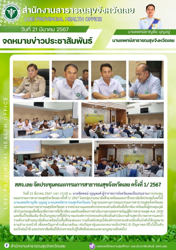 สสจ.เลย จัดประชุมคณะกรรมการสาธารณสุขจังหวัดเลย ครั้งที่ 1/ 2567