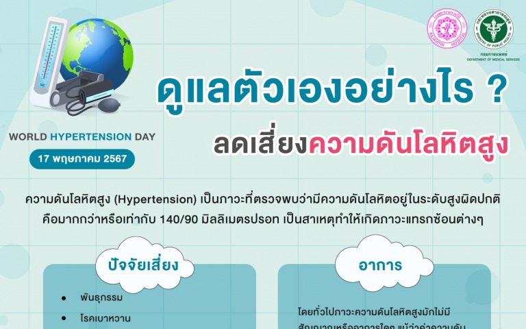 “ดูแลตัวเองอย่างไร ลดเสี่ยงความดันโลหิตสูง” เนื่องในวันความดันโลหิตสูงโลก