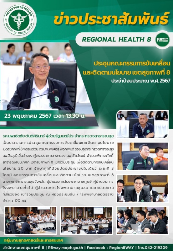 ประชุมคณะกรรมการขับเคลื่อนและติดตามนโยบาย เขตสุขภาพที่ 8