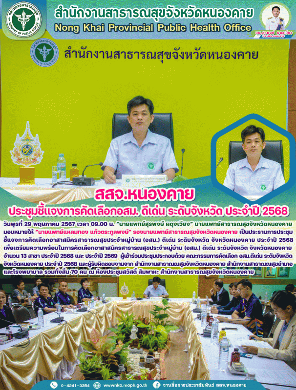 สสจ.หนองคาย ประชุมชี้แจงการคัดเลือก อสม. ดีเด่น ระดับจังหวัด ประจำปี 2568