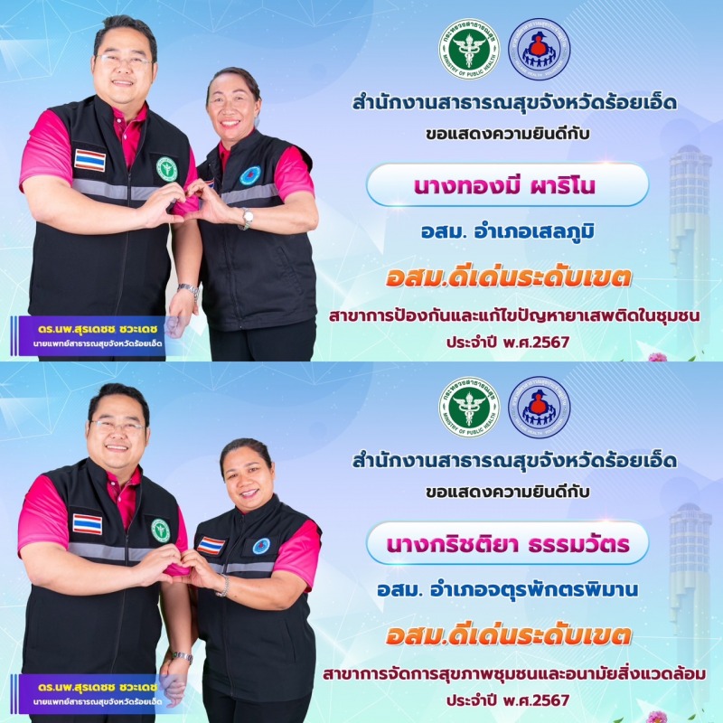 ขอแสดงความยินดี กับ พี่น้อง อสม. จังหวัดร้อยเอ็ด ที่ชนะเลิศการแข่งขันคัดเลือก อส...