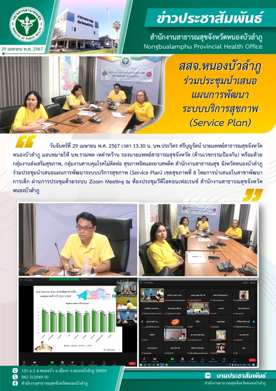 สสจ.หนองบัวลำภู ร่วมประชุมนำเสนอแผนการพัฒนา ระบบบริการสุขภาพ (Service Plan) เขตสุขภาพที่ 8