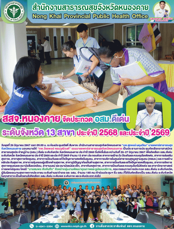 สสจ.หนองคาย จัดประกวด อสม.ดีเด่น ระดับจังหวัด 13 สาขา ประจำปี 2568 และประจำปี 2569