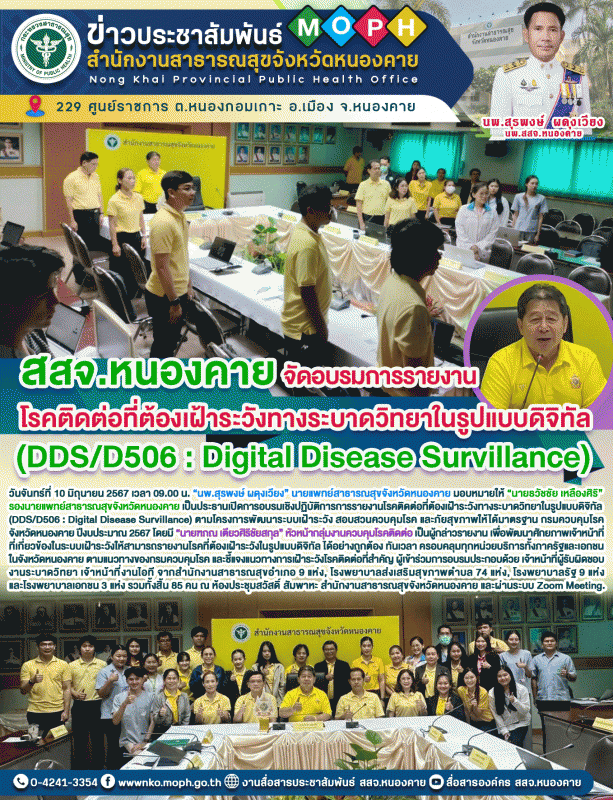 สสจ.หนองคาย จัดอบรมการรายงานโรคติดต่อที่ต้องเฝ้าระวังทางระบาดวิทยาในรูปแบบดิจิทั...