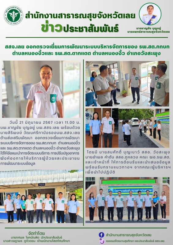 สสจ.เลย​ ออกตรวจเยี่ยมการพัฒนาระบบบริหารจัดการของ รพ.ส﻿ต.กกบก ตำบลหนองงิ้วและ รพ...