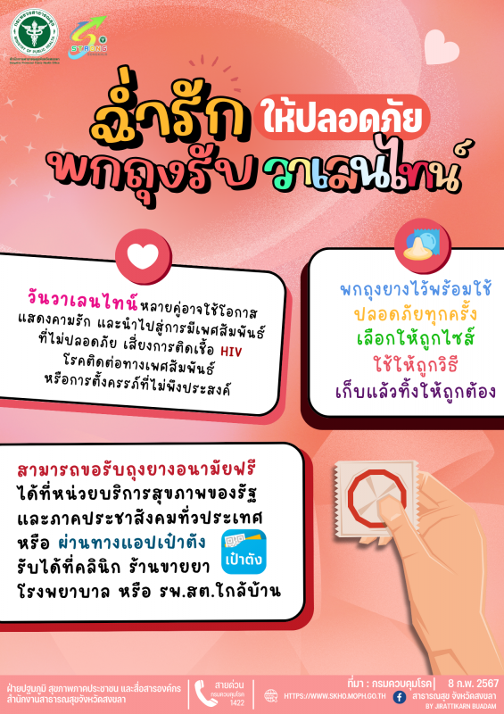 ฉ่ำรัก ให้ปลอดภัย พกถุงยางไว้รับวาเลนไทน์                                       ...