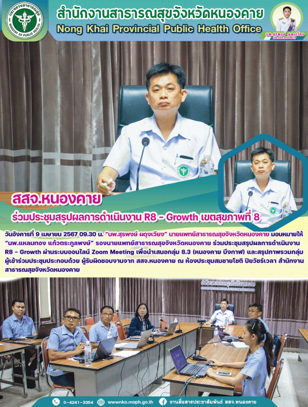 สสจ.หนองคาย ร่วมประชุมสรุปผลการดำเนินงาน R8 - Growth เขตสุขภาพที่ 8